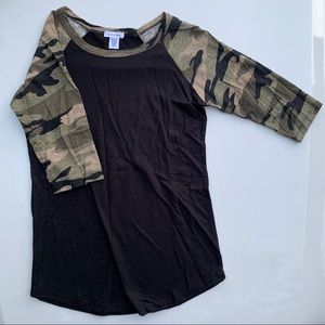 Blue lemon camo baseball t shirt